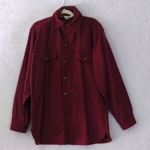 Woolrich Mens Maroon Wool Blend Shacket Outdoor Button‎ Shirt Size L